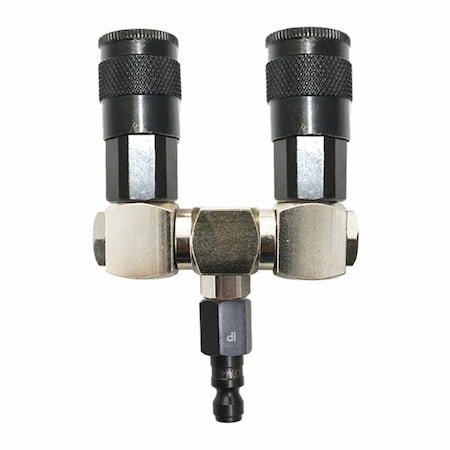 Interstate Pneumatics Double Swivel Manifold with Two 1/4 Inch Steel Automotive Couplers & One 1/4 Inch Steel Plug Kit FS244-KA4